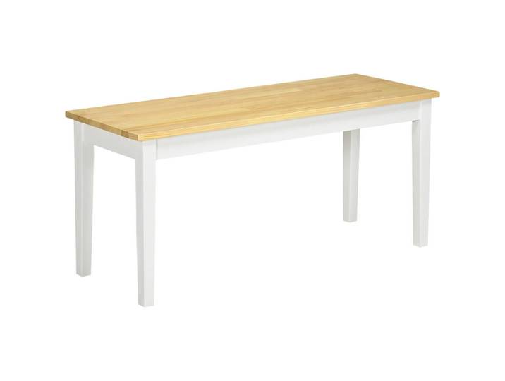 Homcom Sitzbank 2-Sitzer Essbank Holzbank, Küchenbank für Eingang bis 220 kg belastbar, Naturfarben, Weiß, 36x45x102 cm, Esszimmer, Bank, Sitzbänke