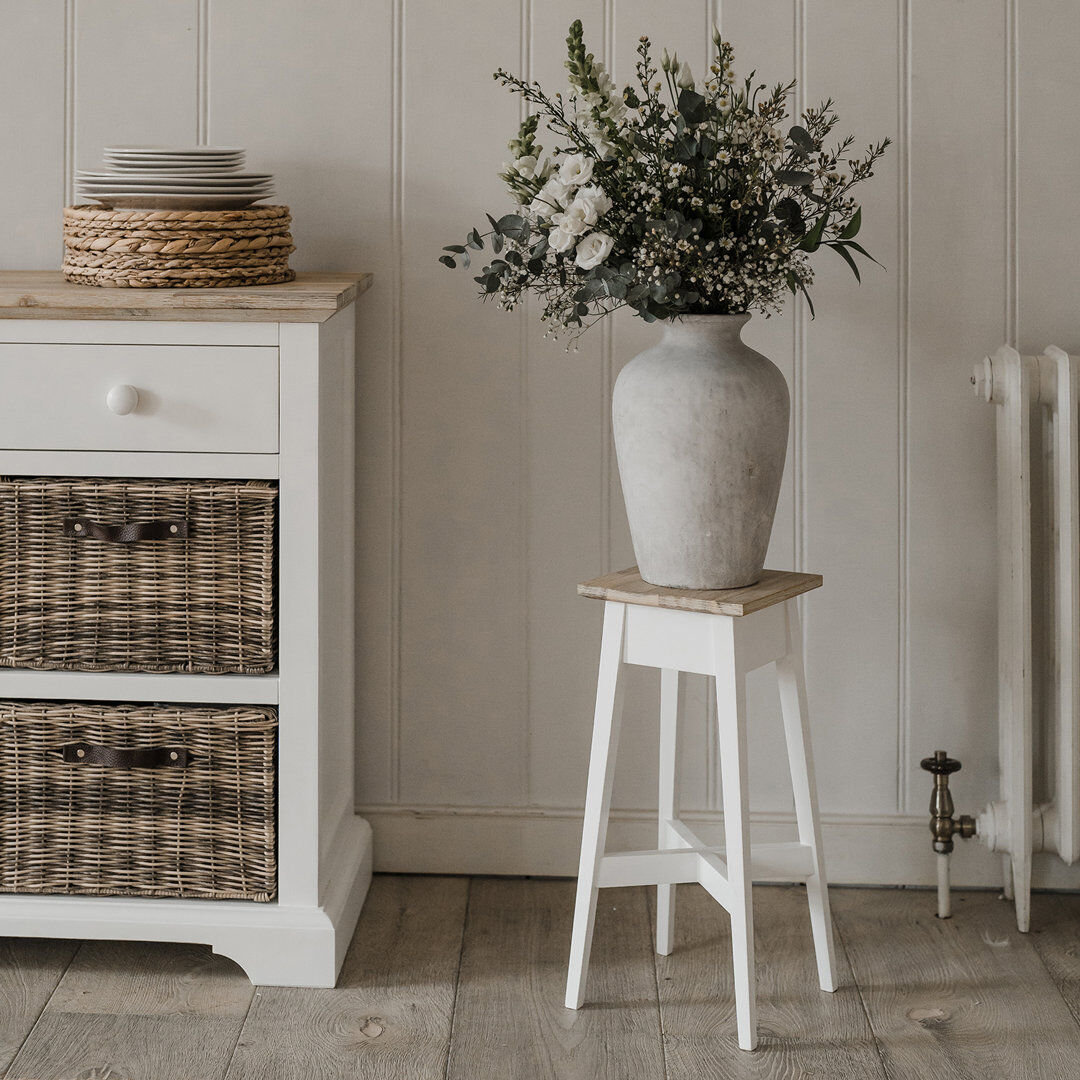 Ophelia & Co. Decatur Solid Wood Pine Plant Stand 2 Tier White H50 x L24 x D24cm