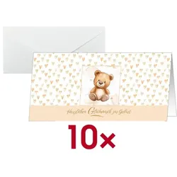 Sigel Anlasskarte »Teddy« DIN lang 10 Stück braun, 22x11 cm