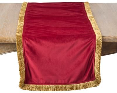 Saro Lifestyle Velvet Fringe Table Runner - Decorative Runner for Dining Tables, Glam Entertaining, Elegant Tablescapes and Luxe Home Decor