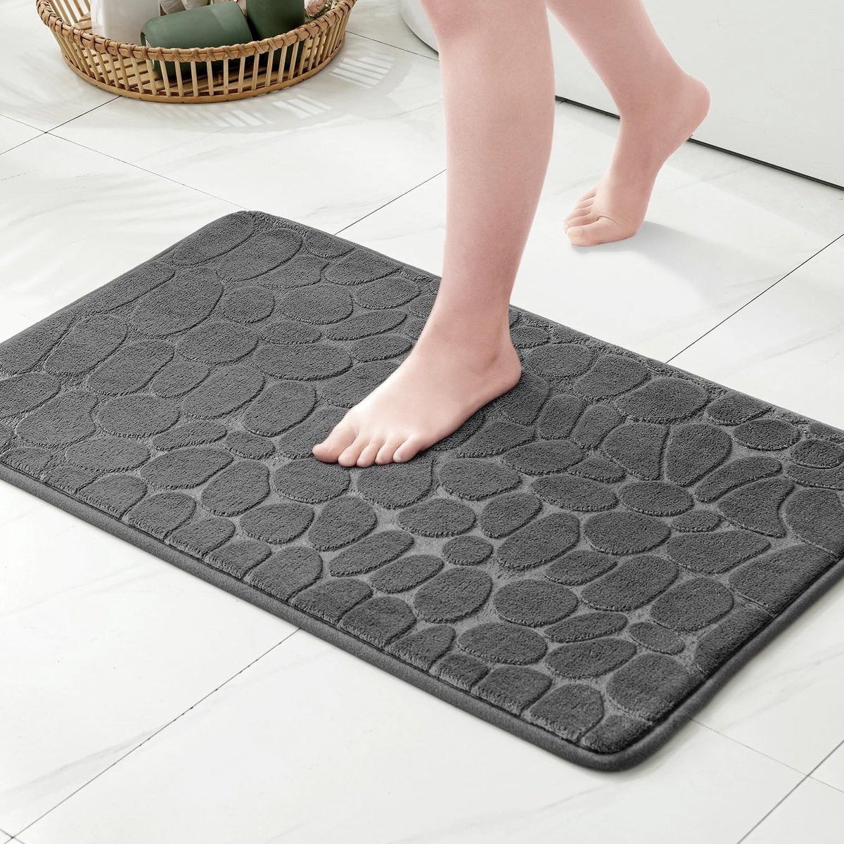 Dailygoody Droogloopmat Badmat van Traagschuim in Donkergrijs - Antislip Microvezel voor Badkamer en Keuken
