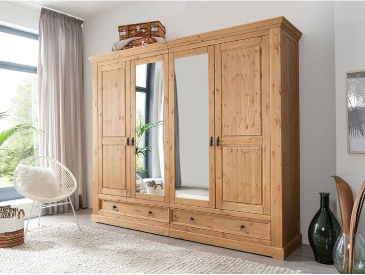 Kleiderschrank 254cm 4-trg. 'Anne' Kiefer eichefarbig