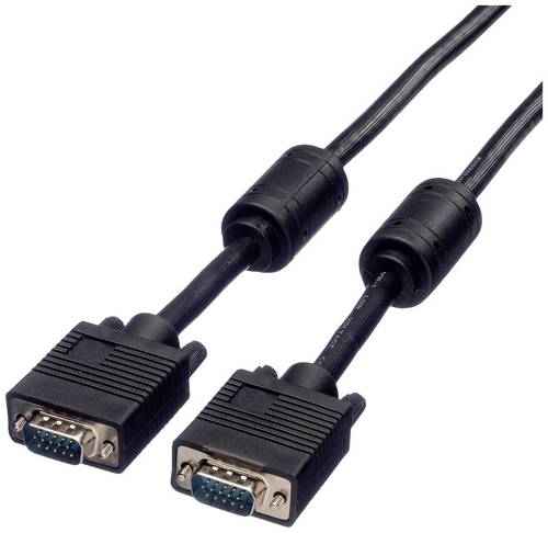 Roline VGA Anschlusskabel VGA 15pol. Stecker 20.00 m Schwarz 11.04.5670 doppelt geschirmt, schraubbar, mit Ferritkern VGA-Kabel