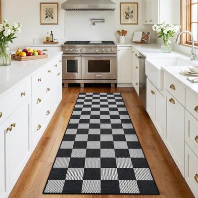 Garvee Modern Geometric Checkered Washable Area Rug