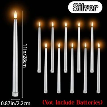 Uplift Treasures LED Flameless Flickering Taper Candles silver 108pcs