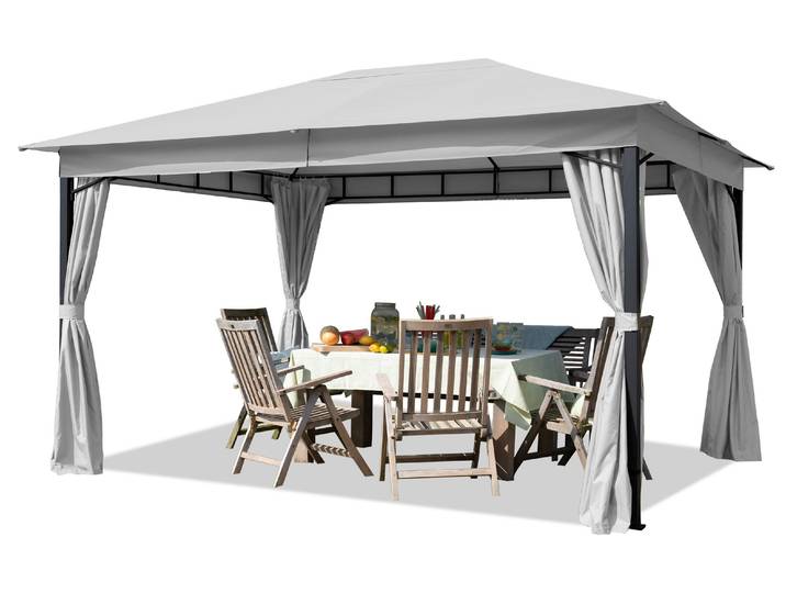 TOOLPORT Tonnelle de Jardin 3x4 m pavillon\, bâche de toit env. 180g/m² avec 4 bâches de côté gris
