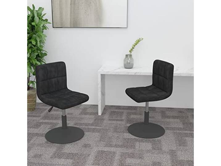 KGHFDVB Drehbare Esszimmerstühle 2 STK Schwarz Samt Verstellbar 360 Grad drehbar, Gasdruckfeder, Stahlgestell, 110 kg Belastung, vielseitig