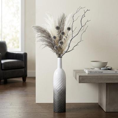 Cheungs White-Gray Ombre Metal Tall Floor Vase with Diamond Pattern