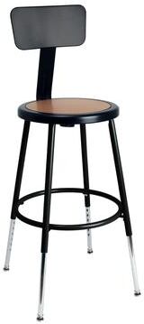 Hampden Furnishings Felix Height Adjustable Steel Stool with Backrest, Black, AssemblyReady