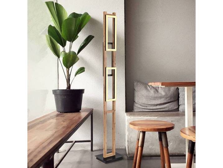 Globo LED Stehlampe Illa, Holz hell, für Wohn- / Esszimmer, Metall, Modern