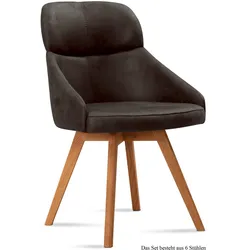ESSZIMMERSTUHL (6er-Set) Donna 52x82x63 Eiche geölt/Espresso