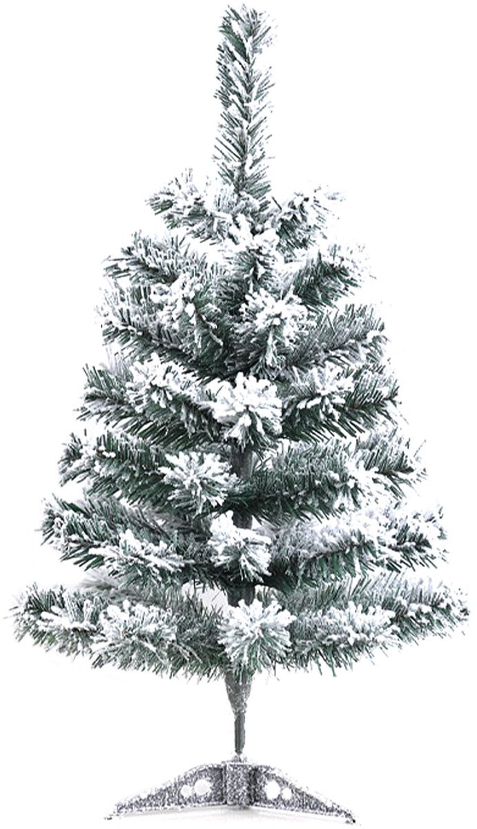 Solidchoice Mini Kunstkerstboom met Sneeuw voor Tafeldecoratie - Groen/Wit