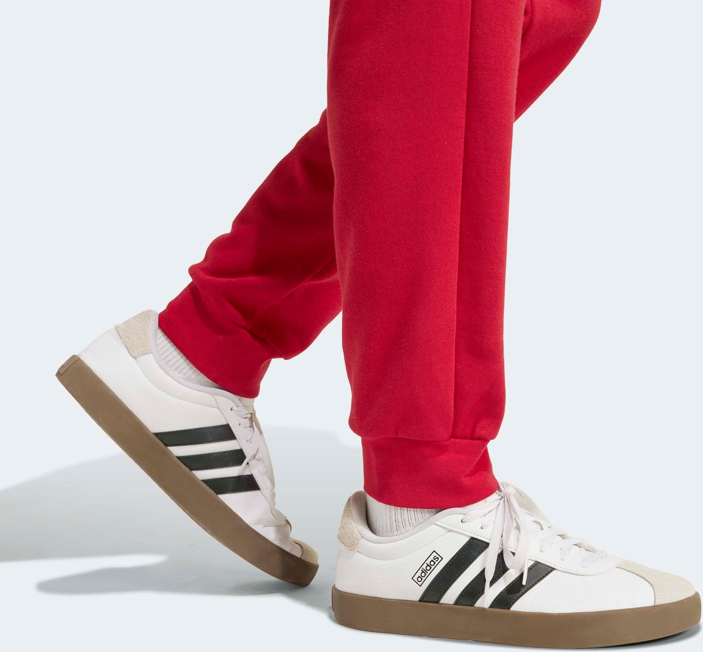 Trainingsanzug ADIDAS SPORTSWEAR "3-STREIFEN FLEECE", Herren, Gr. XXL, rot (active maroon, weiß), Obermaterial: 70% Baumwolle, 30% Polyester, Sportanzüge Trainingsanzug, zweiteiliges Set, für Sportmode und Streetwear active maroon, weiß XXL