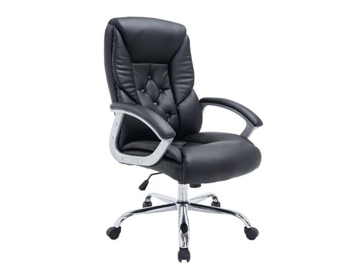 Fauteuil de bureau XXL - DÉCOSHOP26 - Réglable en hauteur - Pivotant - PVC noir et métal chrome
