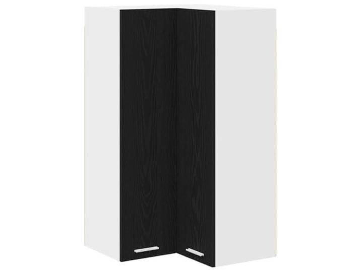 fsahslih Eckhängeschrank Holzwerkstoff Schwarze Eiche Weiß 57x57x100 cm Platzsparender Eckküchenschrank aus Holzwerkstoff mit 2 Türen für zusätzliche Ordnung in der Küche.