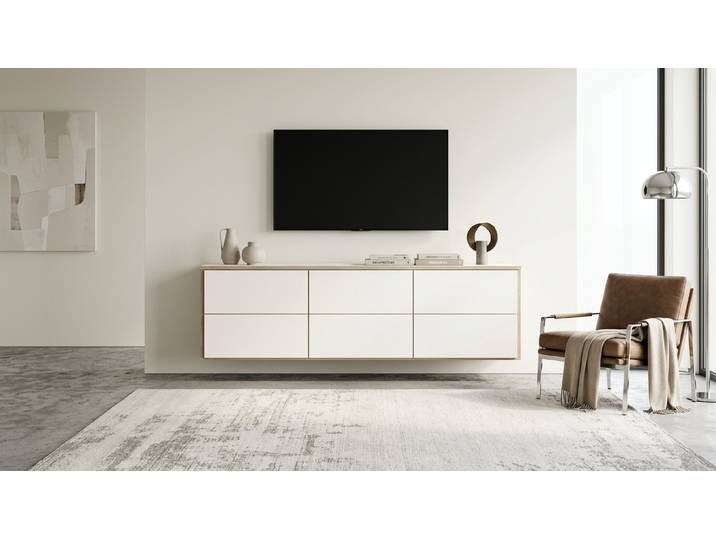 Schlichte Wandkommode - Hängeschrank mit vielen Optionen Premium Dekore Weiß Multiplex Kante