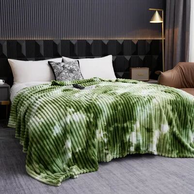 Shop Station Tie Dye Flannel Fleece Blanket Soft Warm Throw Blanket For Bed, Couch & Sofa green 27.56 39.37 In