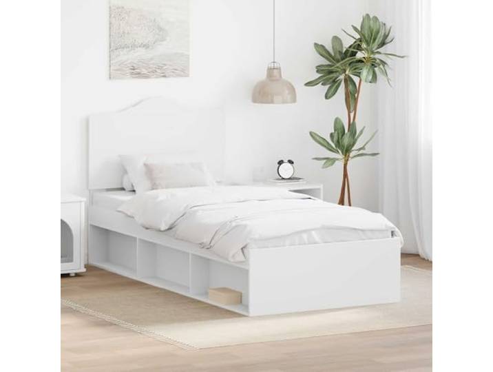 RJPLMFV Bettrahmen 100 x 200 cm weiß Kiefer massiv Langlebiges technisches Holz, feste Latten enthalten, modernes minimalistisches Design, Hauptraum oder Gästezimmer