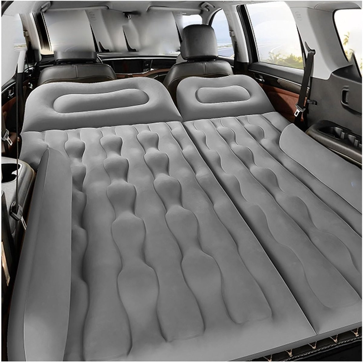 Zelfopblaasbaar Auto Matras - Comfortabel Luchtbed voor Reizen - Grijs - 15 cm dikte