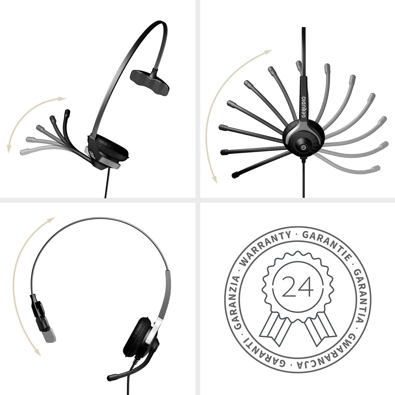 GEQUDIO WA9001 Headset met één oor voor Cisco met kabel