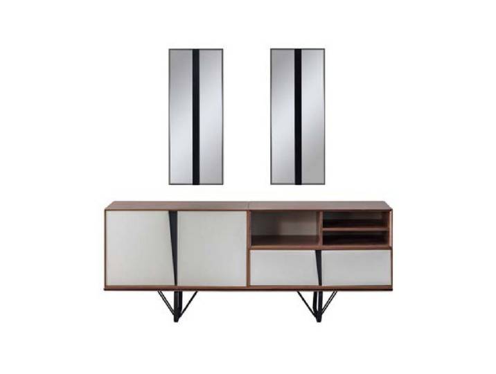 JVmoebel Sideboard Beige Holzmöbel Kommode mit Edelstahlfüßen für modernes Wohnen (1 St., Sideboard), Made in Europa