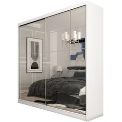SCHWEBETÜRENSCHRANK FIORELLA 200/216/61 cm 2-türig mit Spiegel Weiß