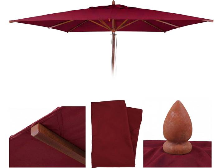 Ersatz-Bezug für Gastronomie Holz-Sonnenschirm HWC-C57b, Sonnenschirmbezug, eckig 4x4m Polyester bordeaux