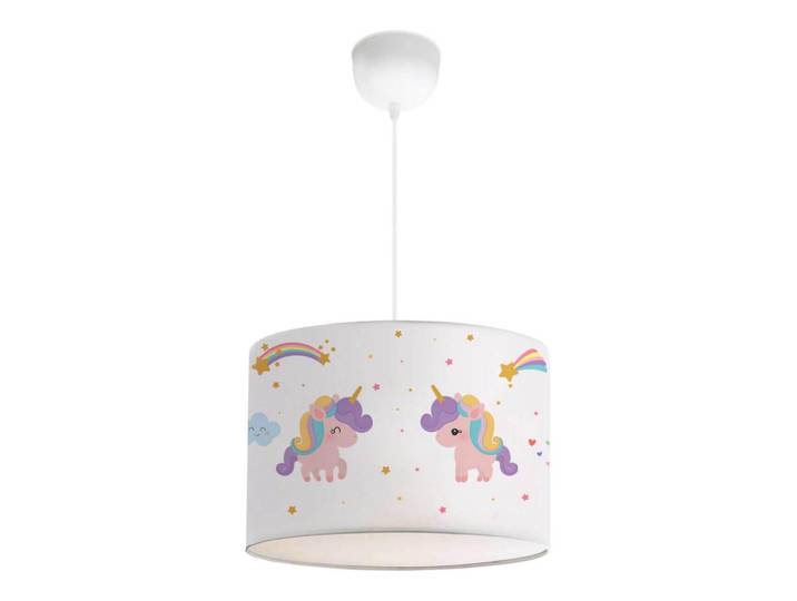 lux.pro Kinderhängeleuchte Rugby, Weiß, Pink, Rund, E27, 28x70x28 cm, Lampen & Leuchten, Kinderzimmerlampen