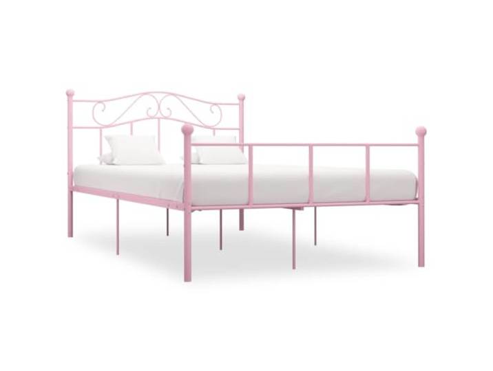 RJPLMFV Bettgestell, Metall, Rosa, 160 x 200 cm Lattenrost inklusive, stabile Konstruktion, einfach zu montieren, ohne Matratze