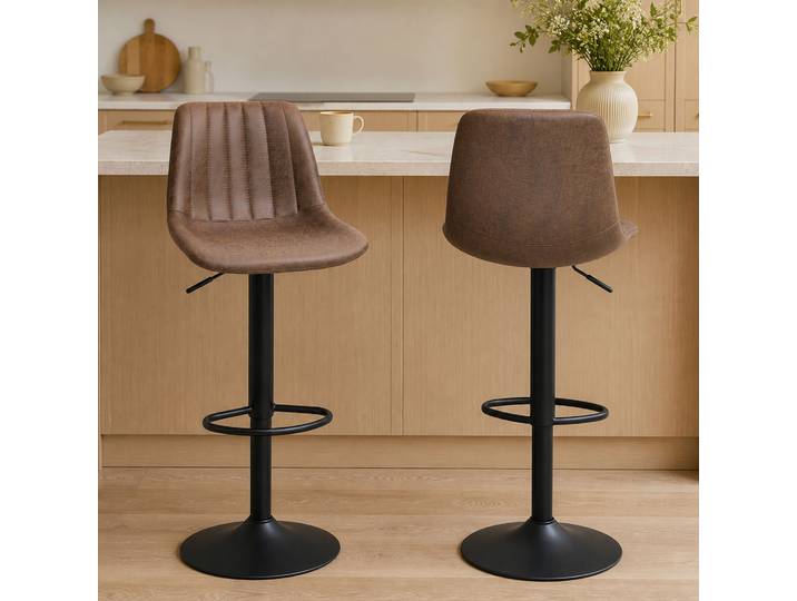 HOMCOM Tabourets Bar Vintage Marron Pivotant Réglable