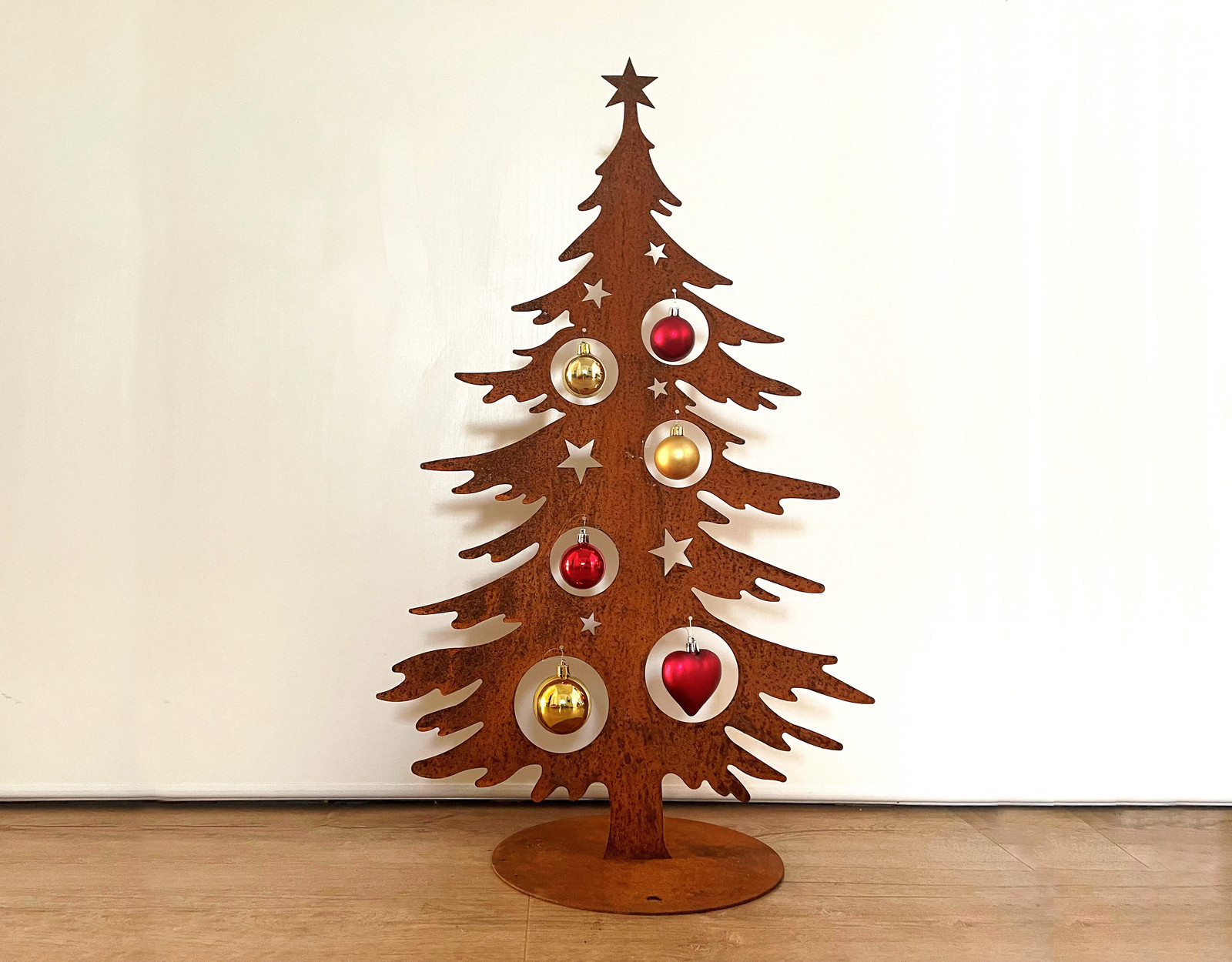 Steinfigurenwelt Gießen Kerstboom voor buiten in edelroest, 70 cm