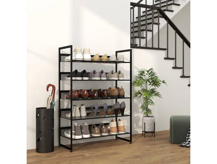 Petit meuble à chaussures rangement pour chaussures présentoir à chaussures haut et étroit 72x30x102 cm noir