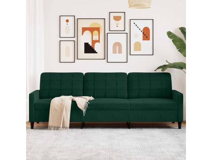 HEFZGDB 3-Sitzer-Sofa Dunkelgrün 210 cm Samt Modernes Wohnzimmer Polstermöbel mit Metallgestell und Komfortabler Sitzfläche für Entspannung Lesen Fernsehen