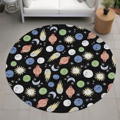 Addison Rugs Machine Washable Indoor/ Outdoor Planets Comets Chantille Rug