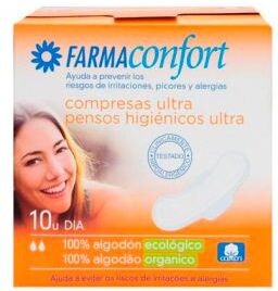 Farmaconfort Ultra-thin Cotton Day Pads with Wings, 10 Count