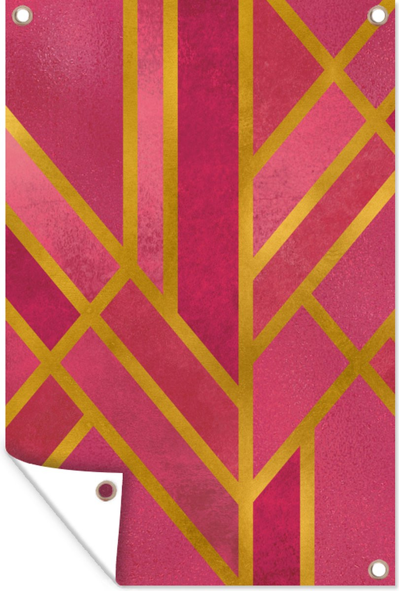 GreatGardenPosters Tuindoek Tuinposter Buiten Goud Roze - 60 x 90 cm