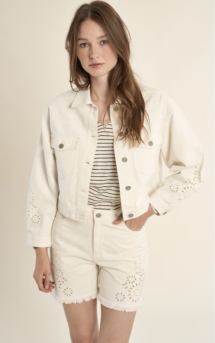 MOLLY BRACKEN Veste en jean détail broderies