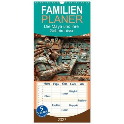 Familienplaner 2027 - Die Maya und ihre Geheimnisse mit 5 Spalten (Wandkalender, 21 x 45 cm) CALVENDO