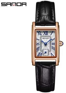 Quick Pick Pro SANDA Elegance Rectangular Quartz Watch For Women Waterproof Leather Dress Watch b