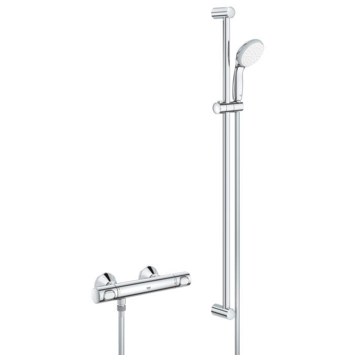 Grohe Precision Flow Brausethermostat 34842000 chrom, Aufputz, mit Vitalio Go 100 Brauseset
