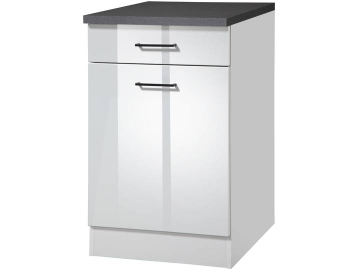 Unterschrank KOCHSTATION KS-Trier , weiss (weiß hochglanz, weiß), B:50cm H:85cm T:60cm, Holzwerkstoff, MDF, Schränke, Unterschrank, Breite 50 cm