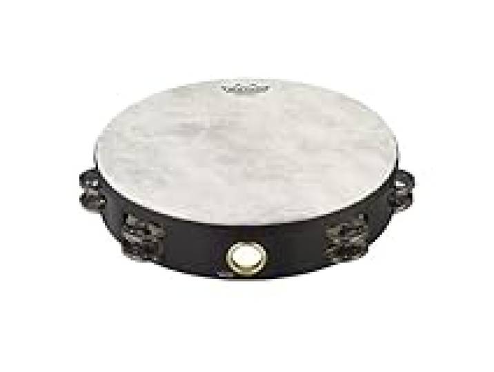 Remo World Percussion Tambourin 10 Double rangée – Cadre Acousticon, Peau Fiberskyn 3, Finition Quadura Noire, Accordé en usine, 8 paires de cymbalettes – TA-5210-70
