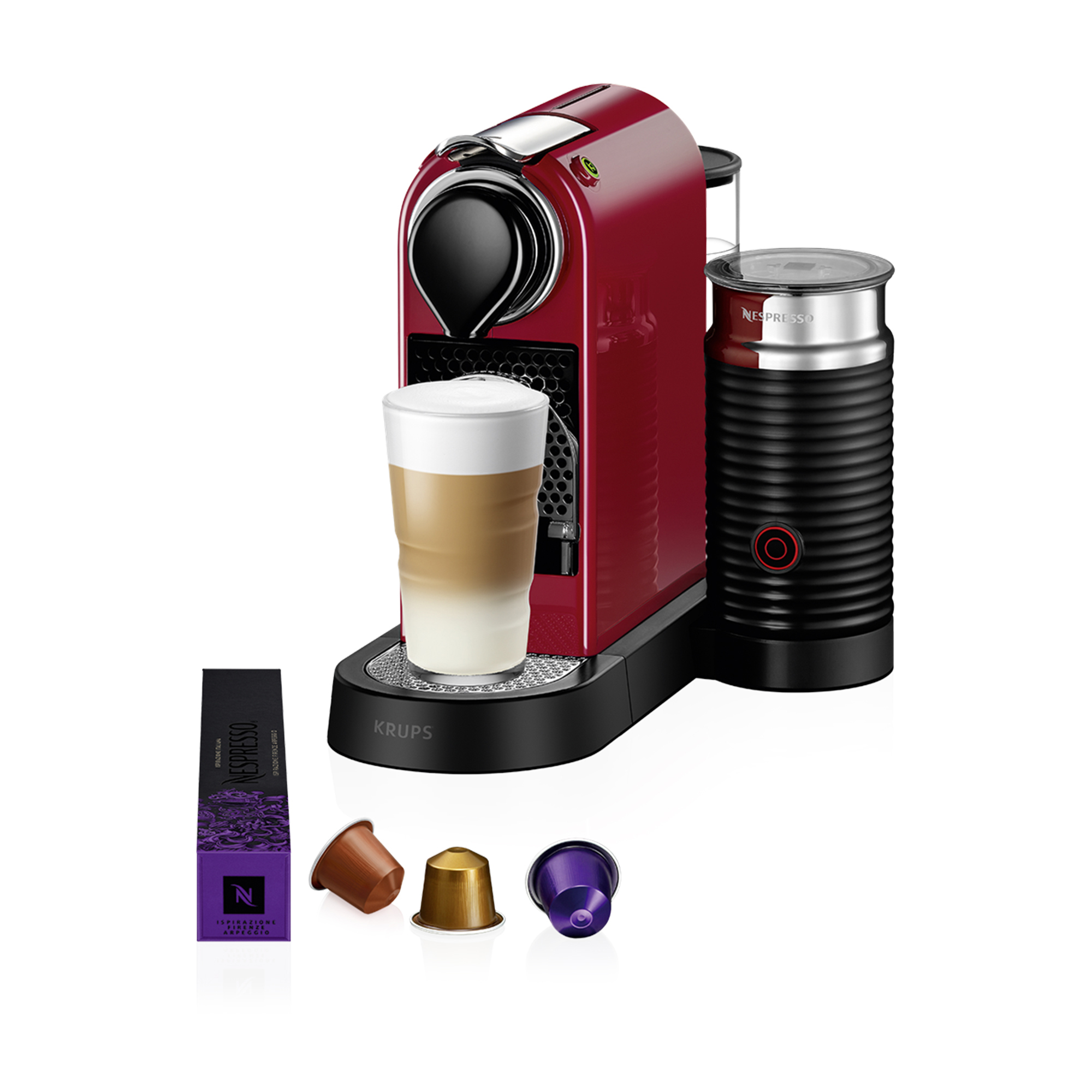 NESPRESSO ORIGINAL | CitiZ&milk | Kaffeekapselmaschine von Krups | Rot