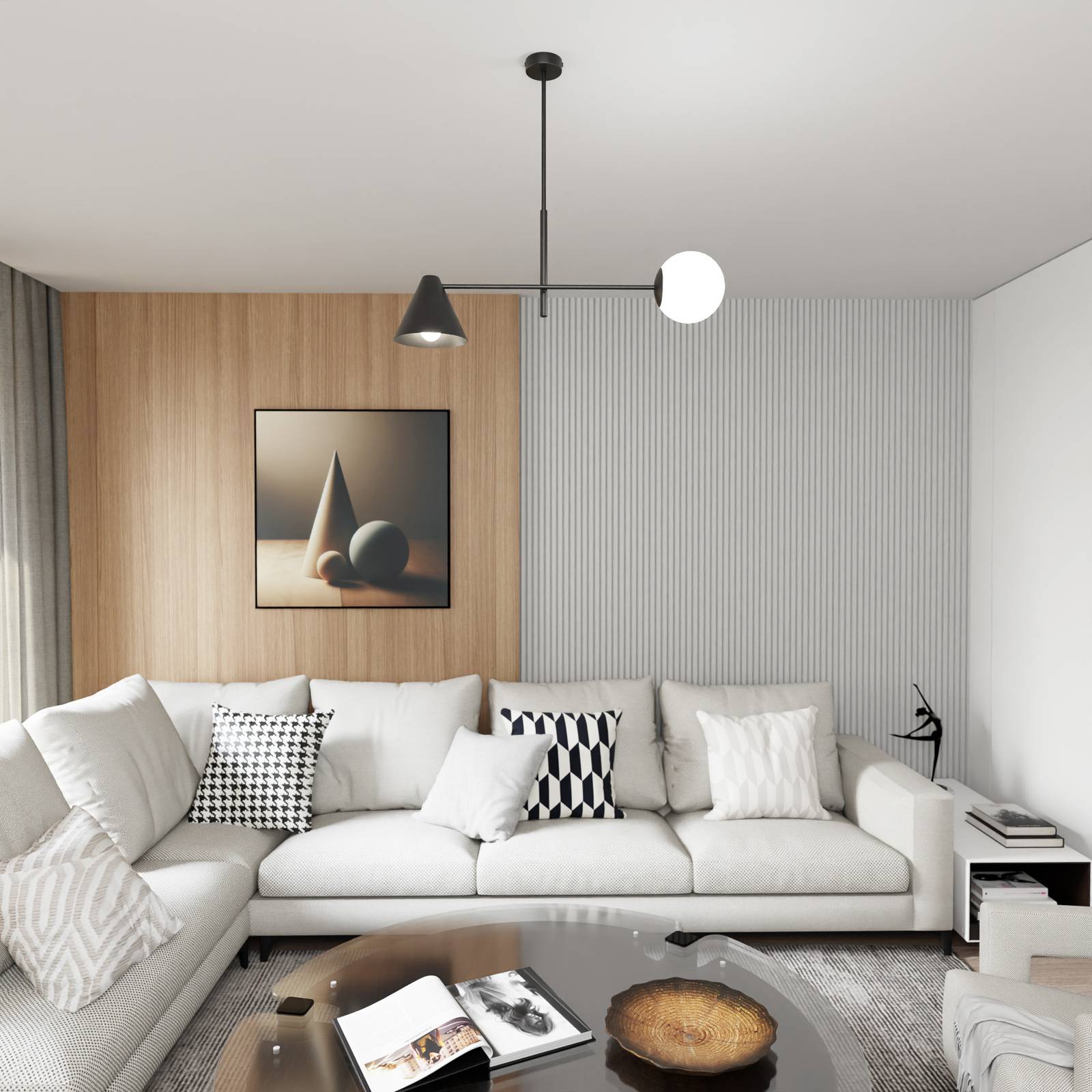 Deckenlampe Hermes EMIBIG LIGHTING, dimmbar, schwarz, für Wohn- / Esszimmer, Metall, Modern, Deckenlampe
