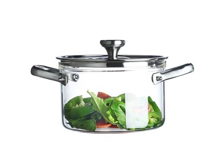XYUERU Transparenter Glaskochtopf mit Deckel und Griff, Suppentopf, Ramen-Kochtopf, Simmertopf, hochtemperaturbeständige Glaspfanne for Nudel-Nudelsuppe(5.5L)