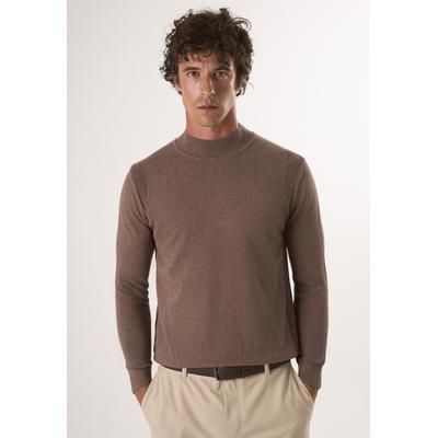 Rollkragenpullover FELIX HARDY "Halber Rollkragenpullover", Herren, Gr. M, braun, 100% Baumwolle, hoch geschlossener Ausschnitt, Pullover Rollkragenpullover