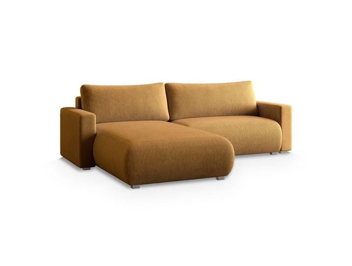 ECKSOFA TURIN P Gelb Kordstoff mit Schlaffunktion