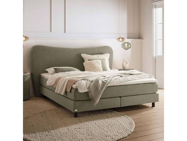 Boxspringbett Viona Webstoff 140x200cm TTF-Box Härtegrad: H3 Grün modern
