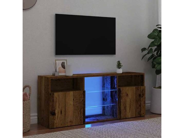 Meuble TV/Meuble HIFI - CLOUD - avec lumières LED - vieux bois - bois d'ingénierie S11