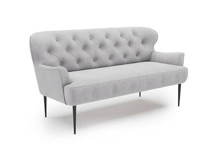 CAVADORE 2,5-Sitzer Küchensofa Amba, Trendige Sitzbank für Küche oder Esszimmer / 173 x 97 x 87 / Flachgewebe: Hellgrau